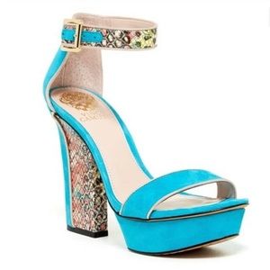 Turquoise suede sandals